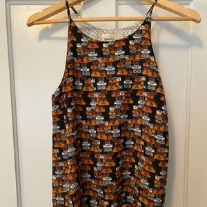 Unique Anthropologie Travel Suitcase Print Halter Style Top